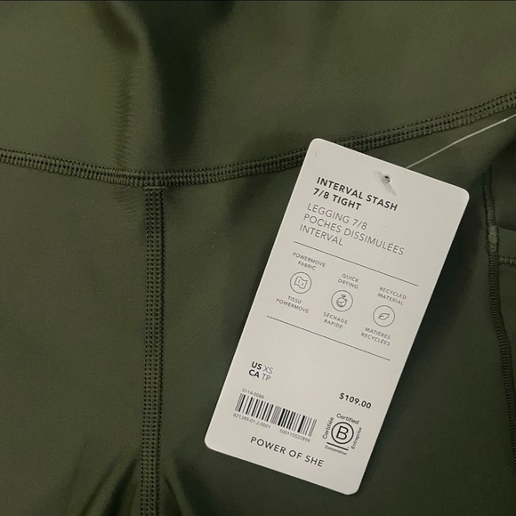 NWT Athleta Women’s XS 7/8 Interval Stash Leggings Green High Waist Workout Yoga - Picture 2 of 5